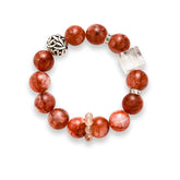 OZ Himalaya Series RD1003 Red Hematoid Quartz & Clear Crystal Bracelet - Women's Energy Bead Jewelry